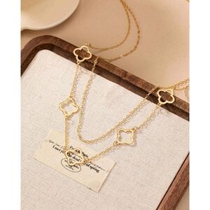 Anthropologie Dainty Layered Clover Pendant Necklace